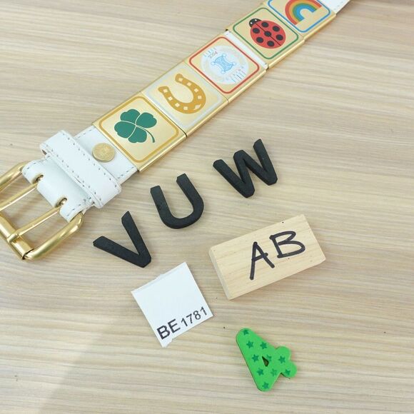 CELINE Belt 80 32 Small Western Equestrian Rugby Gold Buckle Logo RARE 2004 Y2K - Picture 16 of 16